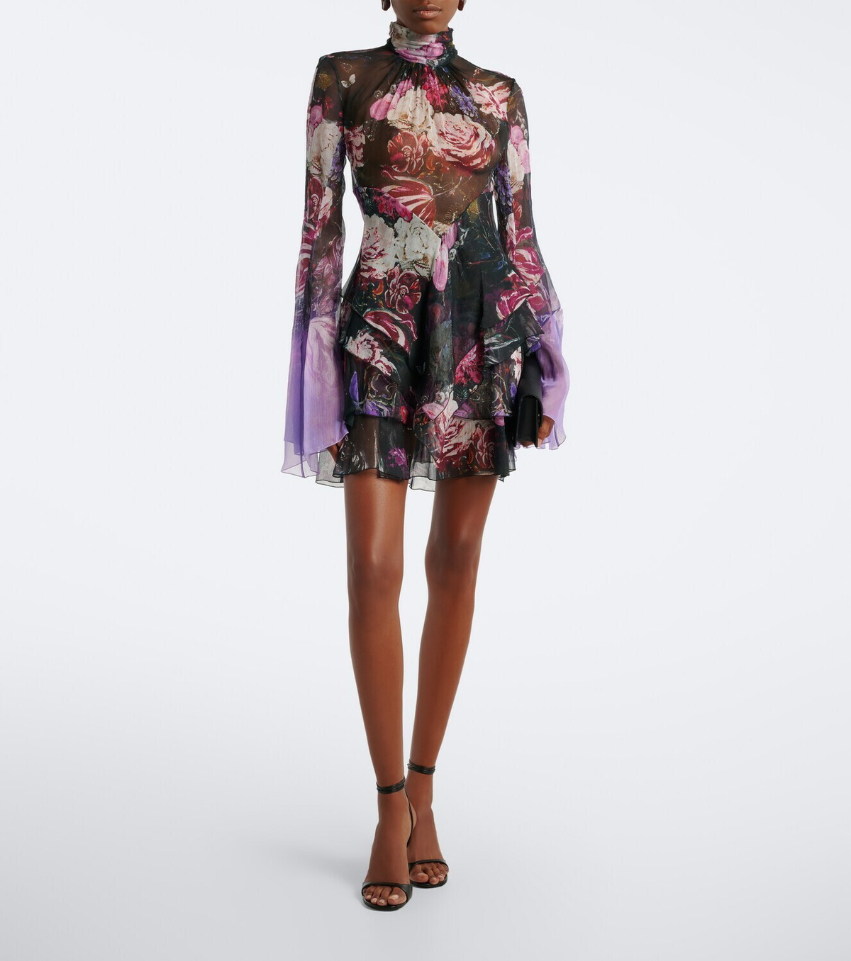 Roberto Cavalli Floral open-back silk minidress