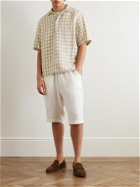 Barena - Gingham Linen Polo Shirt - Brown