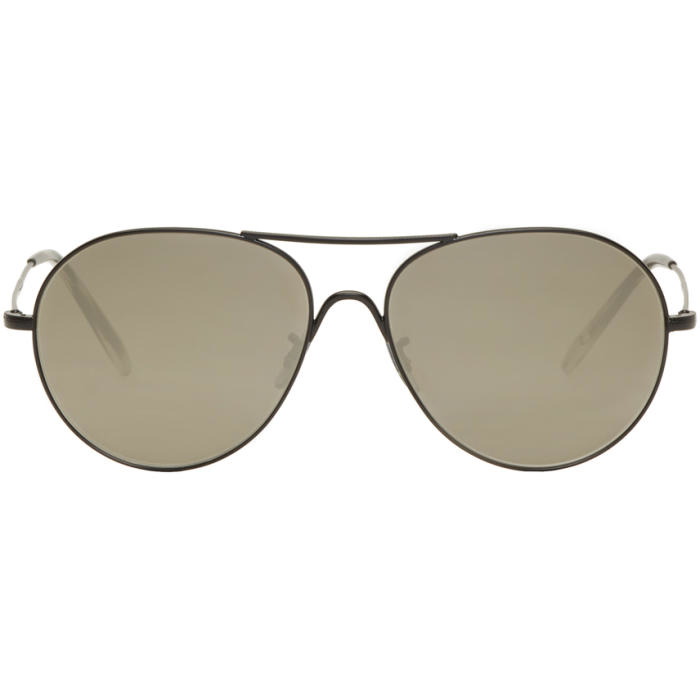 Photo: Oliver Peoples Black Rockmore Aviator Sunglasses