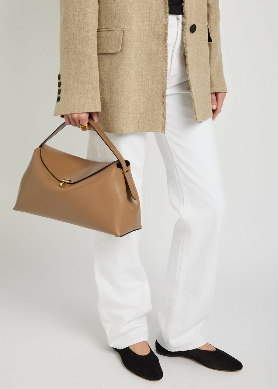Toteme T-lock Leather top Handle bag - Camel - One Size