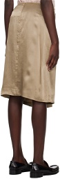 6397 Beige Wrap Midi Skirt