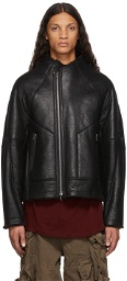 Julius Black Shearling Leather Coat
