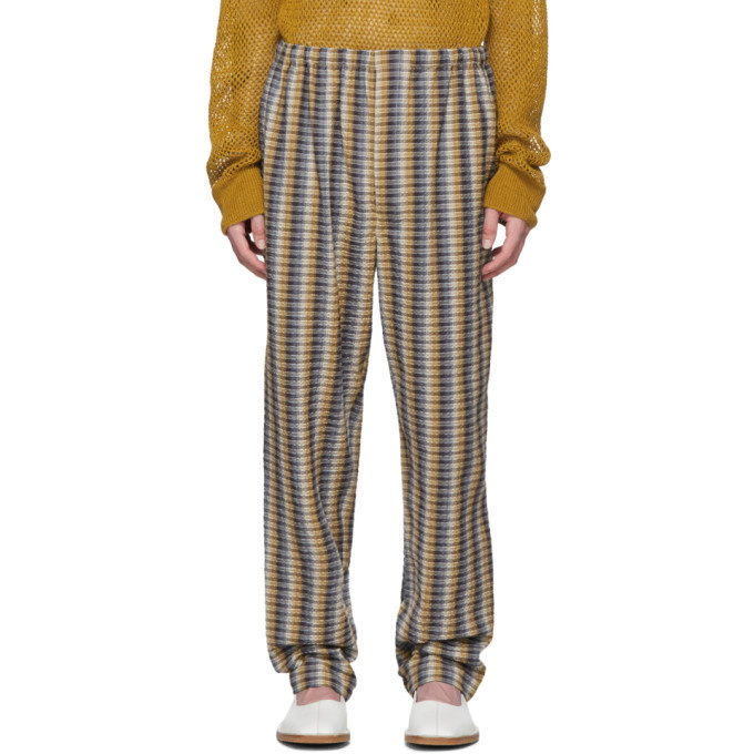 Photo: Lemaire Yellow and Blue Seersucker Elasticated Trousers