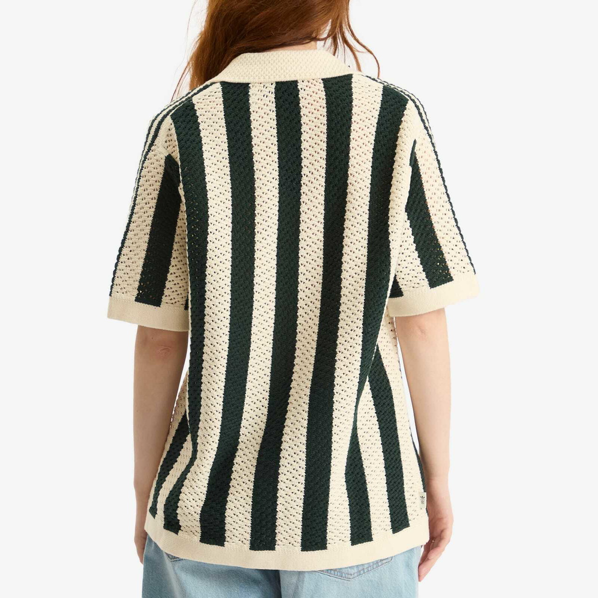 Adidas Women's x Clot Knitted Polo Shirt in Green Night/Cream White