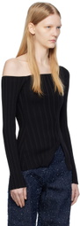 Elleme Black Asymmetric Long Sleeve T-Shirt
