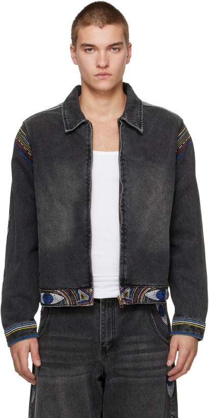Photo: KidSuper Black 'Eye' Embroidery Denim Jacket