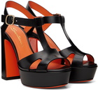 Santoni Black Platform Heeled Sandals