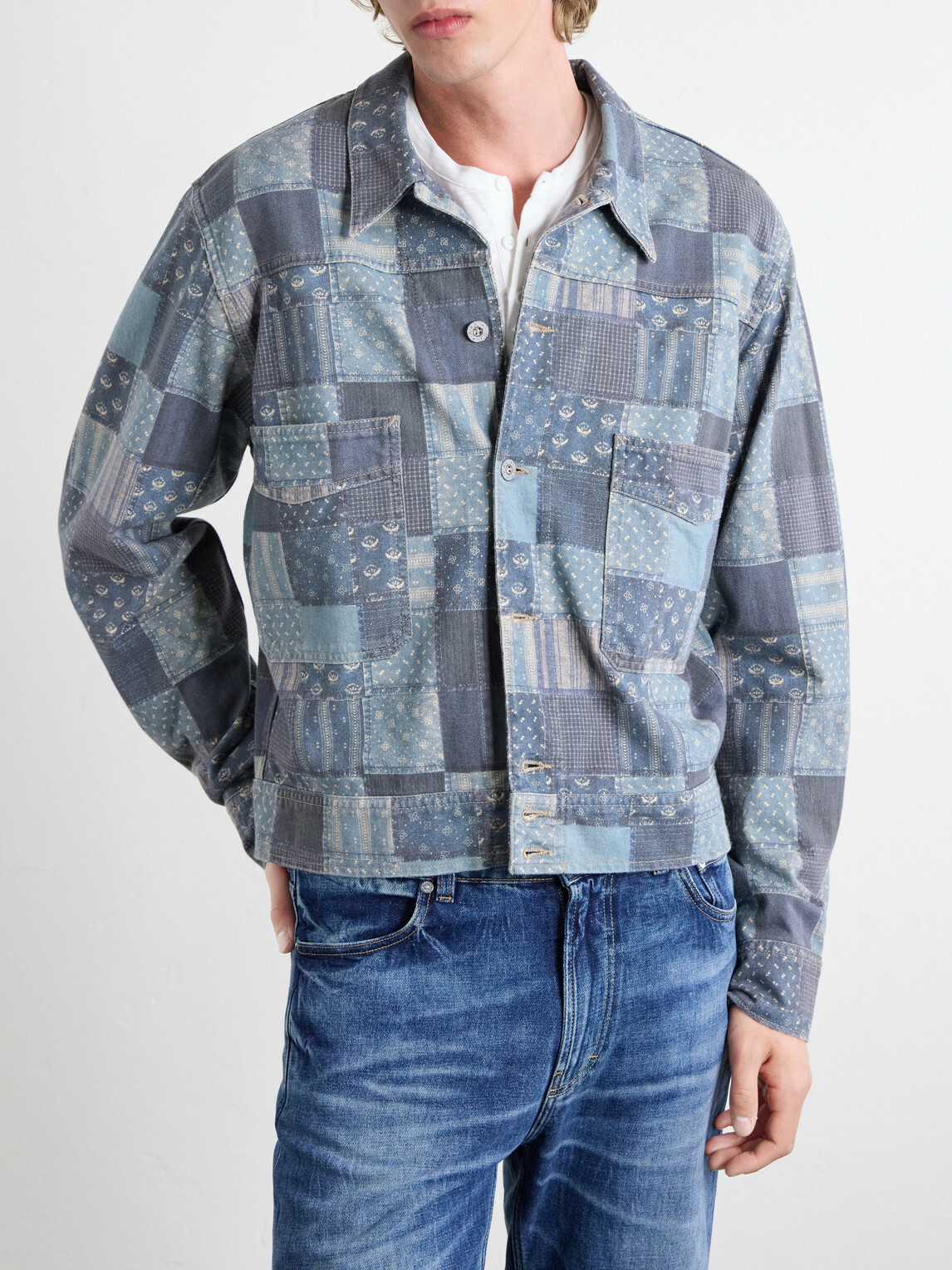 RRL - Patchwork Cotton Jacket - Blue