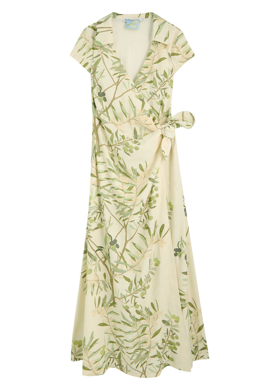 Bernadette Mara Printed Linen-blend Midi Wrap Dress Multi Print