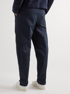 Giorgio Armani - Tapered Cotton-Twill Drawstring Trousers - Blue