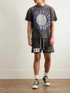 RRR123 - Gymbag Frayed Logo-Print Embroidered Cotton-Jersey Shorts - Black