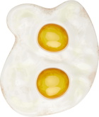 Moschino White Maxi Eggs Brooch