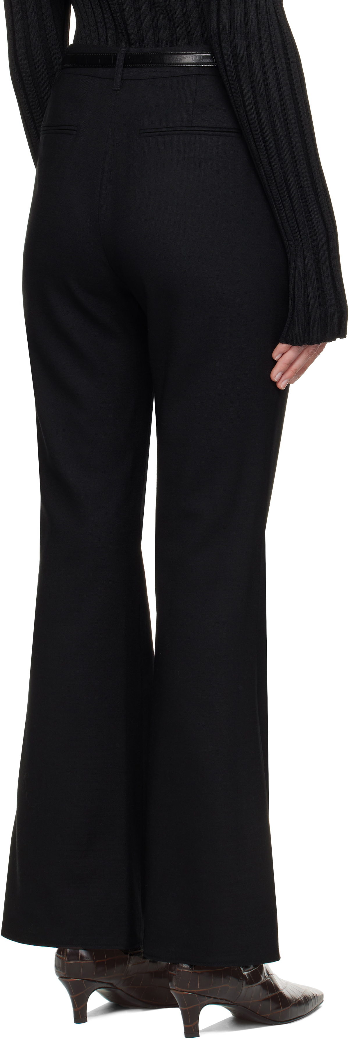 LE17SEPTEMBRE Black Flare Western Belt Trousers