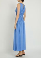 Faithfull The Brand Saja Smocked Cotton Maxi Dress Blue