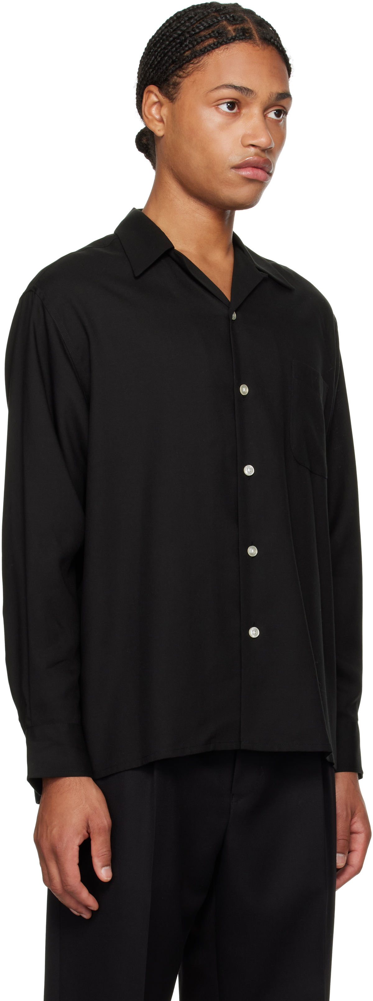 WACKO MARIA Black 50's Open Collar Shirt Wacko Maria