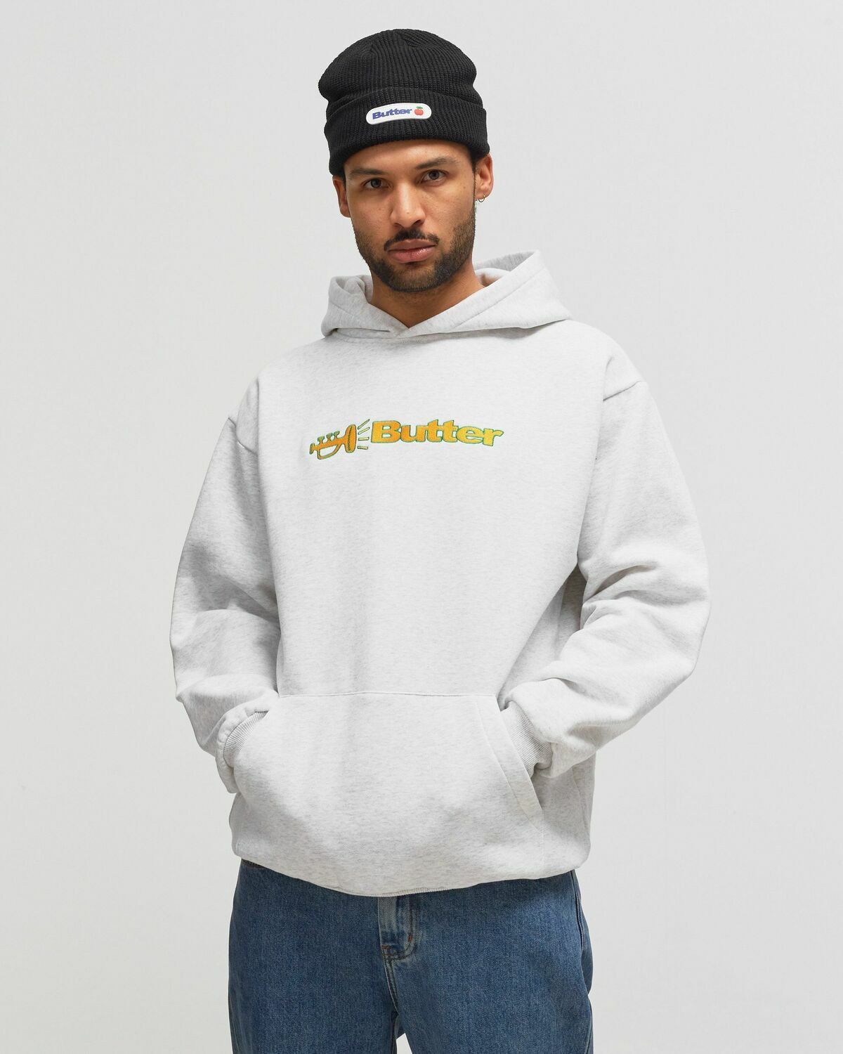 Butter Goods Horn Logo Pullover Hoodie Grey Mens Hoodies Butter Goods