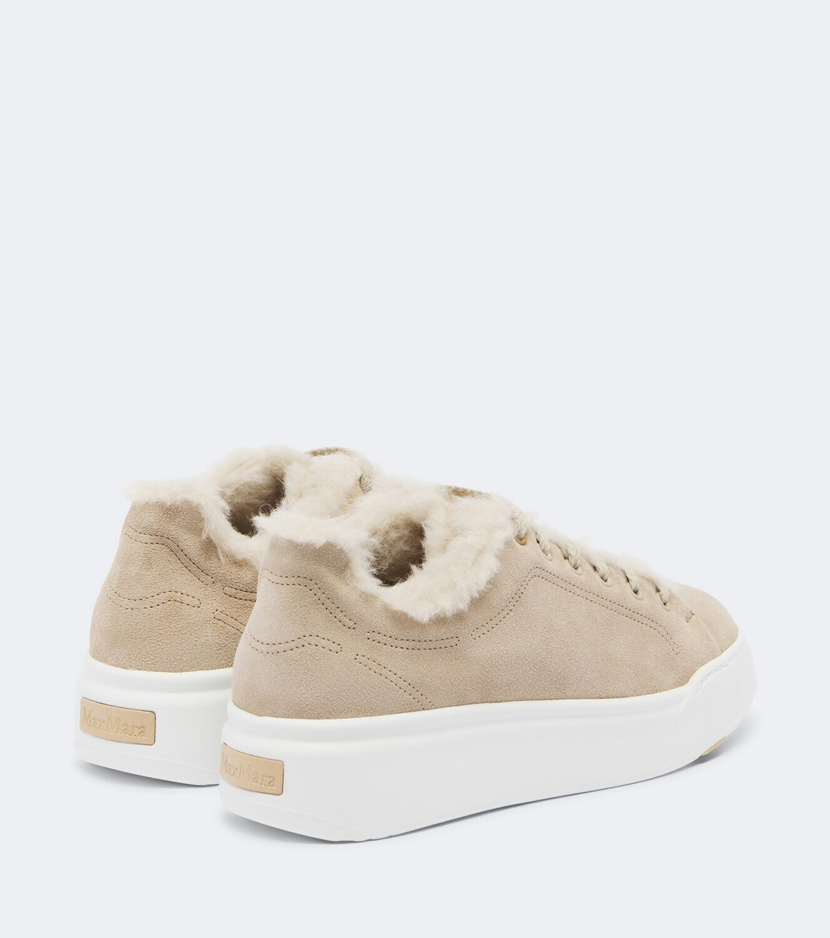 Max Mara Shearling-lined suede low-top sneakers