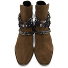 Amiri Brown Suede Bandana Buckle Boots