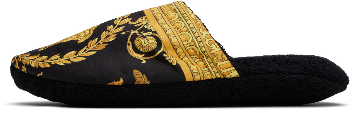 Versace Black 'I Heart Baroque' Slippers