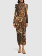 ROBERTO CAVALLI Jaguar Printed Tulle Dress