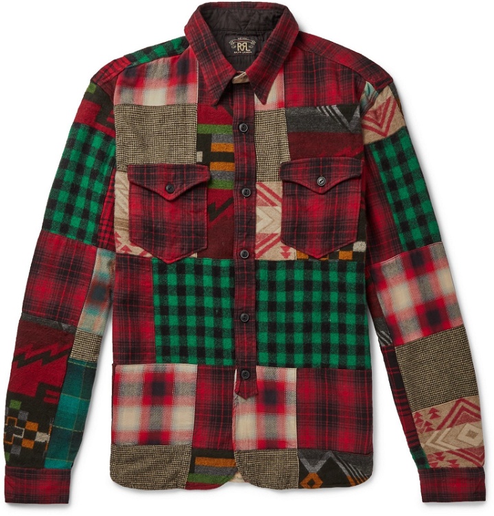 Photo: RRL - Patchwork Cotton and Wool-Blend Flannel Overshirt - Red