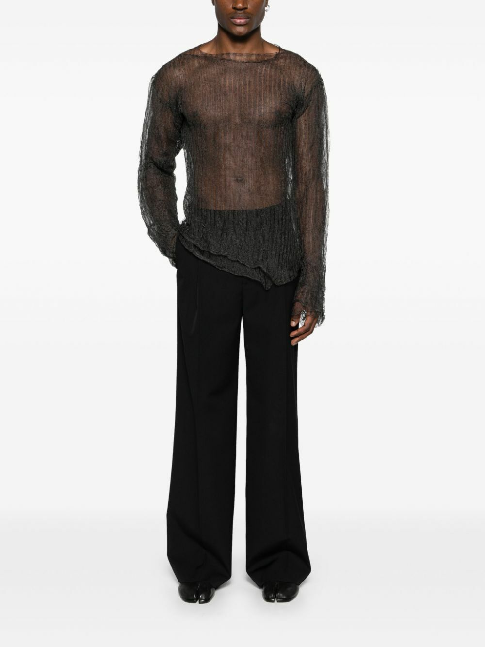 MLGA Black Wide-Leg Wool Trousers