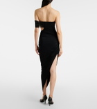 Nensi Dojaka Asymmetric tulle-trimmed cocktail dress