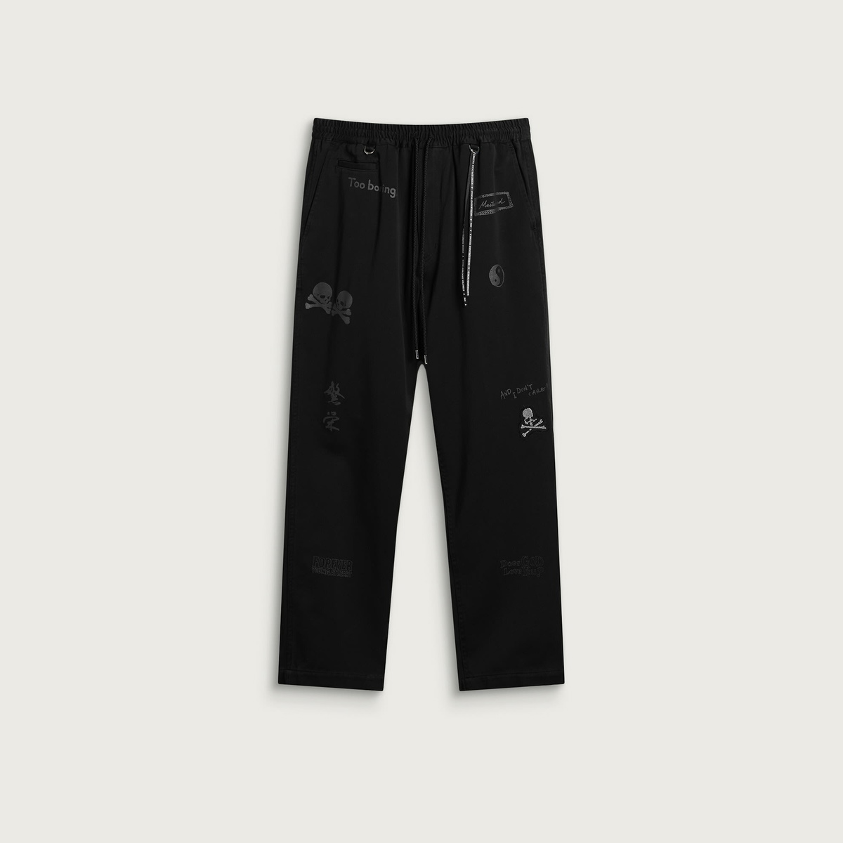 MASTERMIND WORLD Men's Doodle Print Regular Easy Pants in Black
