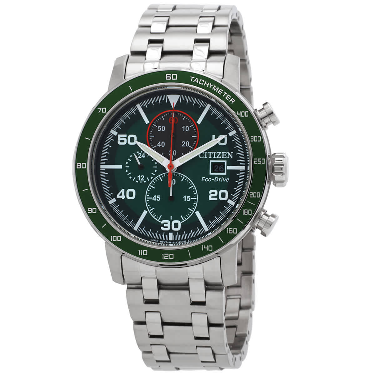 Citizen Brycen Chronograph Eco-Drive Green Dial Mens Watch CA0851-56X