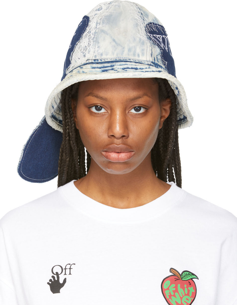 Off-White Blue Denim Ev Pocket Bucket Hat Off-White