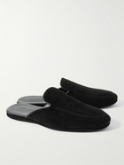 Manolo Blahnik - Montague Suede Slippers - Black