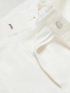 Kingsman - Tapered Pleated Herringbone Linen-Twill Suit Trousers - White