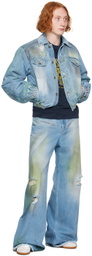 EGONlab Blue Padded Denim Bomber Jacket