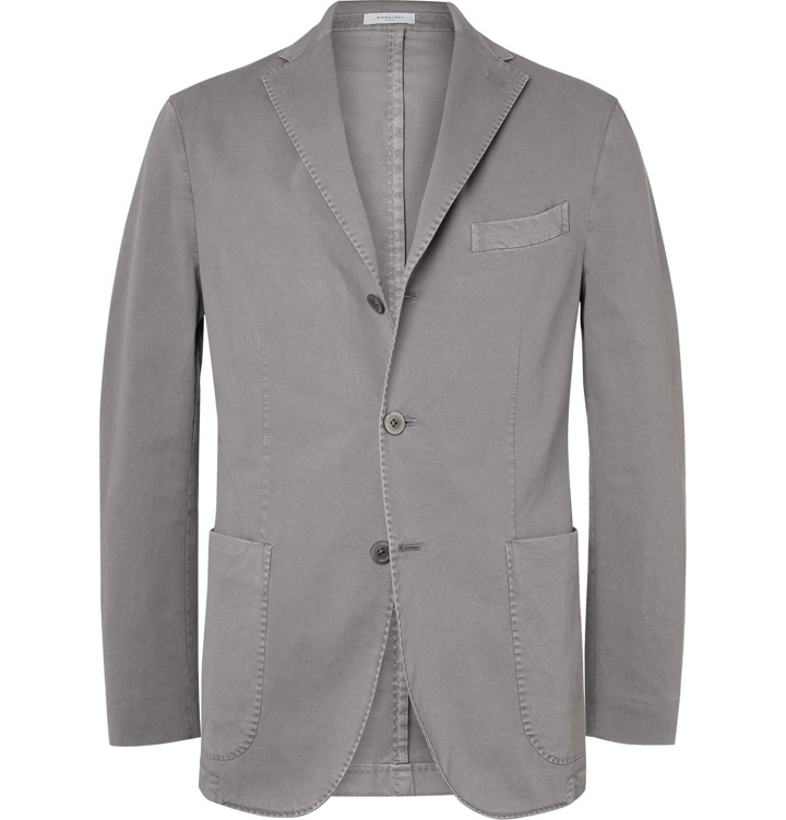 Photo: Boglioli - Navy K-Jacket Slim-Fit Unstructured Stretch-Cotton Twill Suit Jacket - Gray