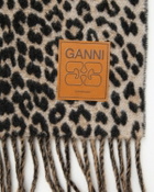 Ganni Double Face Wool Knit Scarf black/beige Women