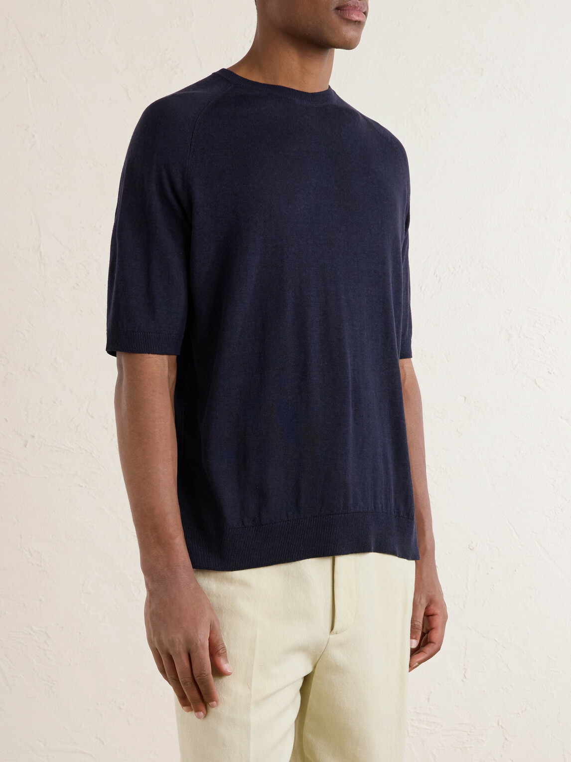 PIACENZA 1733 - Silk and Linen-Blend T-Shirt - Blue