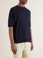 PIACENZA 1733 - Silk and Linen-Blend T-Shirt - Blue