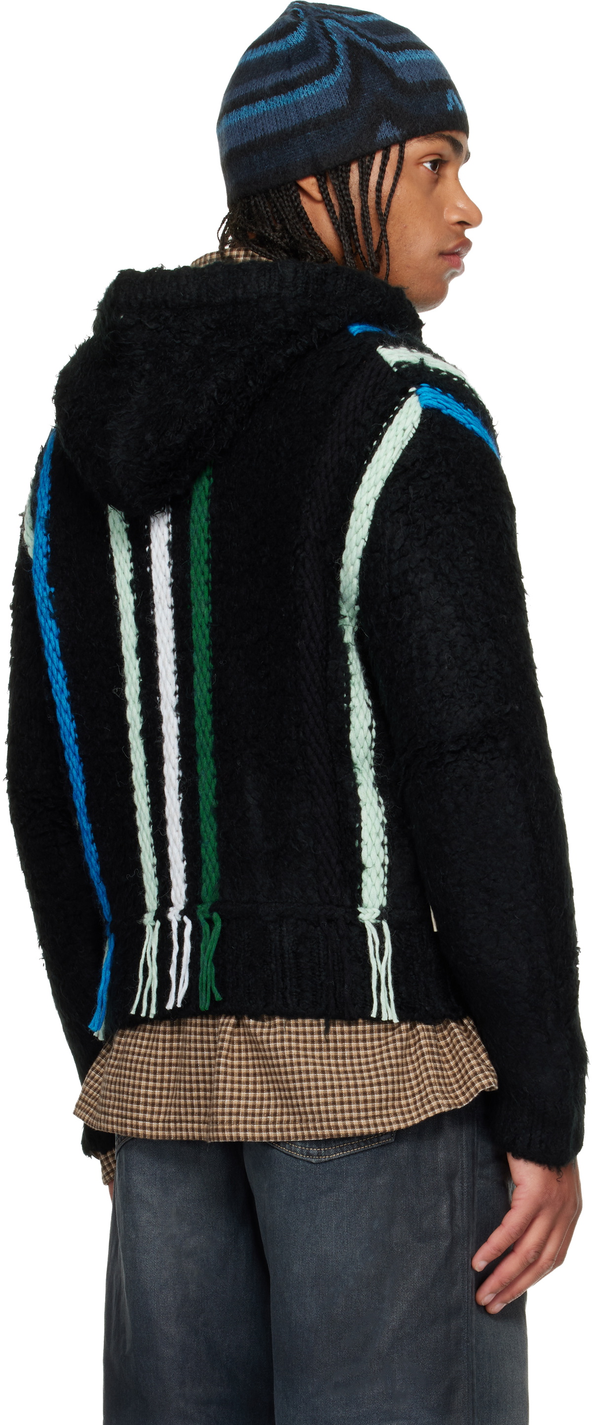 Andersson Bell Black Reverse Stripe Knit Hoodie