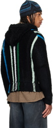 Andersson Bell Black Reverse Stripe Knit Hoodie