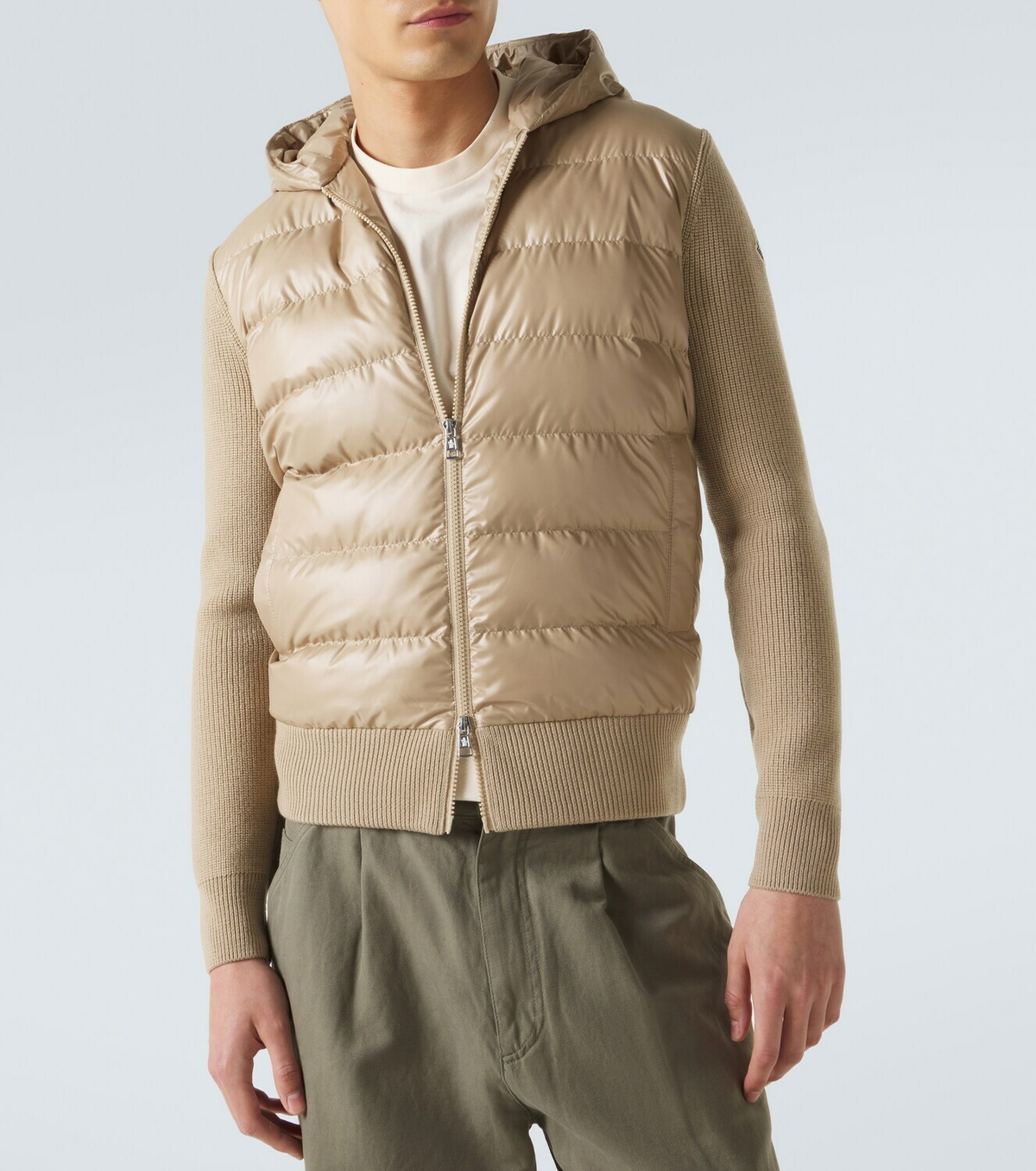 Moncler Tricot down-paneled virgin wool cardigan