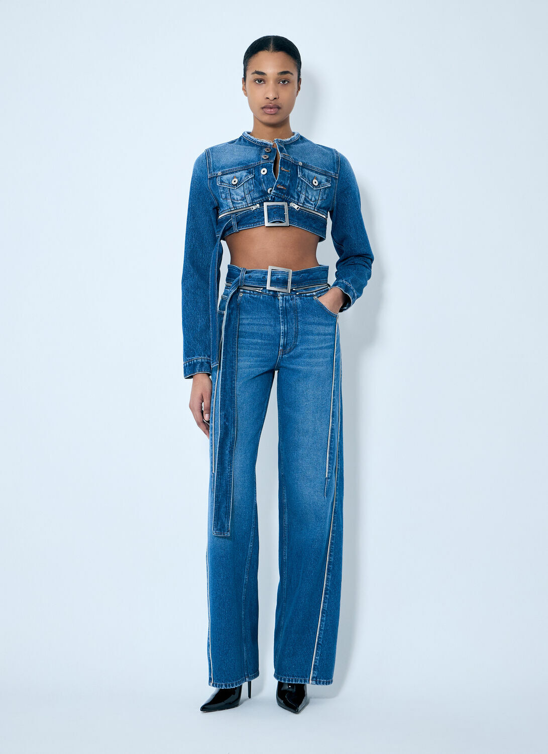 Jean Paul Gaultier Zip-Belt Denim Jeans