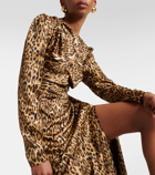 Costarellos Lala leopard-print satin midi dress