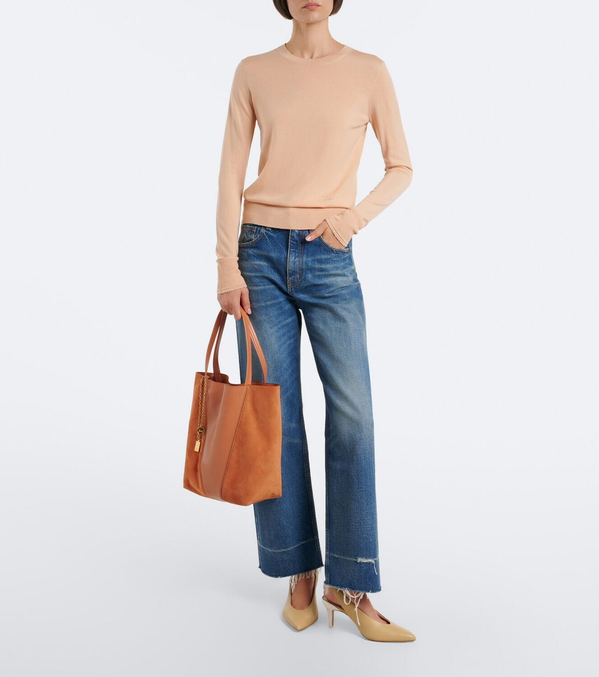 Chloé Chloé Spin Medium leather and suede tote bag