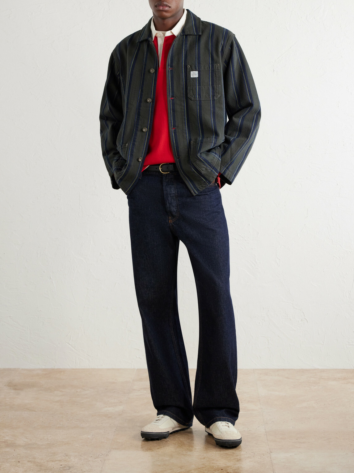 Aimé Leon Dore - Logo-Appliquéd Striped Denim Jacket - Green