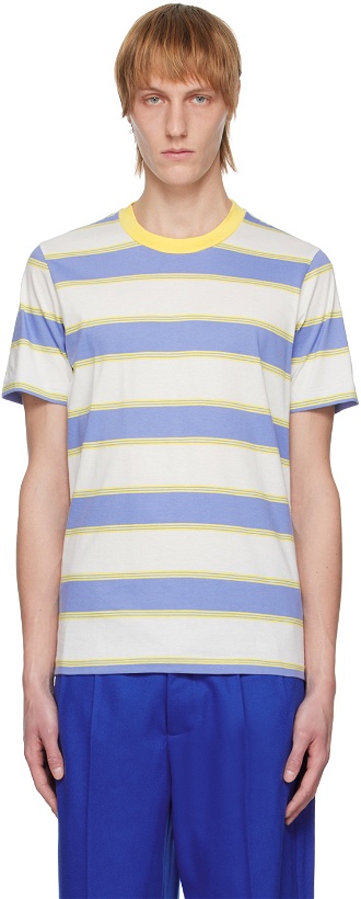 Photo: Marni Three-Pack Blue & Yellow Stripe T-Shirts