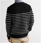 Wood Wood - Louis Logo-Appliquéd Striped Wool-Blend Sweater - Black