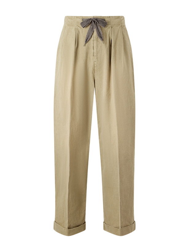 Photo: KAPITAL - Easy Straight-Leg Pleated Cotton-Canvas Trousers - Neutrals