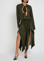 Alaïa Scarf Semi-sheer Chiffon Blouse Olive