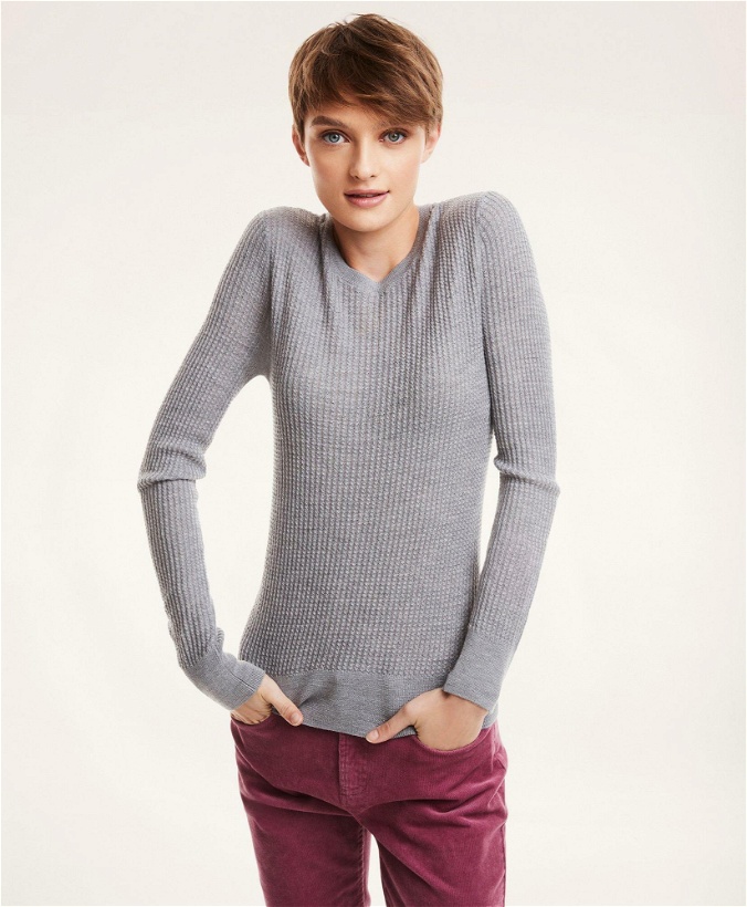 Photo: Brooks Brothers Women's Merino Cable Sweater | Grey