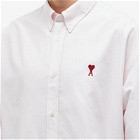 AMI Paris Men's Button Down Logo Oxford Shirt in Powder Pink